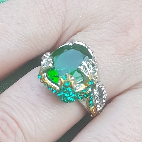 🐸💍 Frog Gem Silver Cocktail Ring - Picture 2 of 8